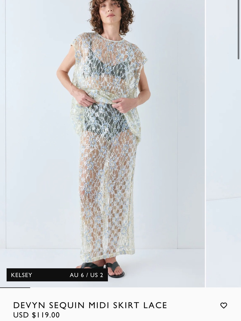 VRG girl Devyn sequin midi lace skirt